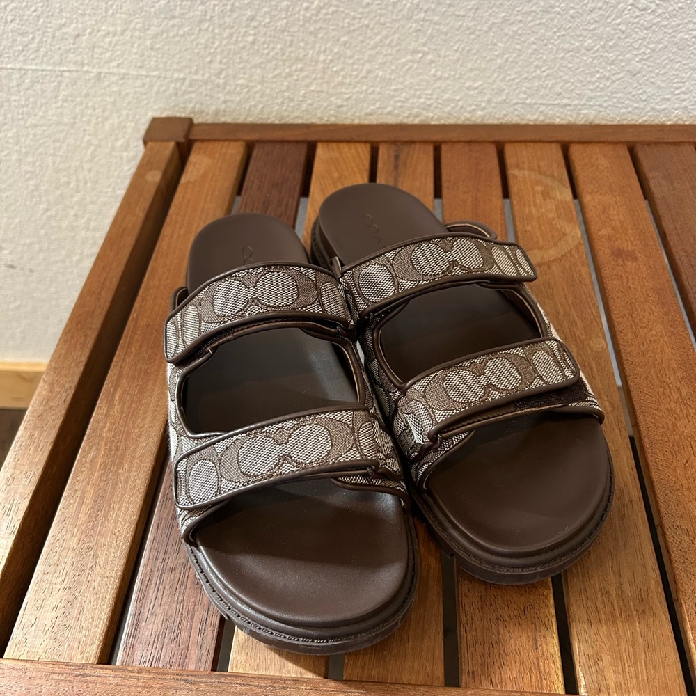 Designer Brown Slide Sandals with Pattern COACH size 11